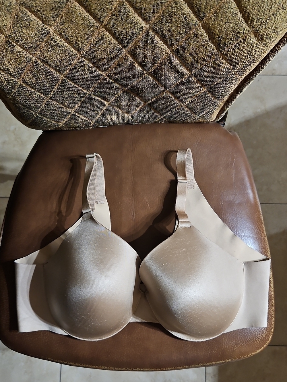 Soma Vanishing Back Full Coverage T-Shirt Underwire Tan Bra Lightly Lined